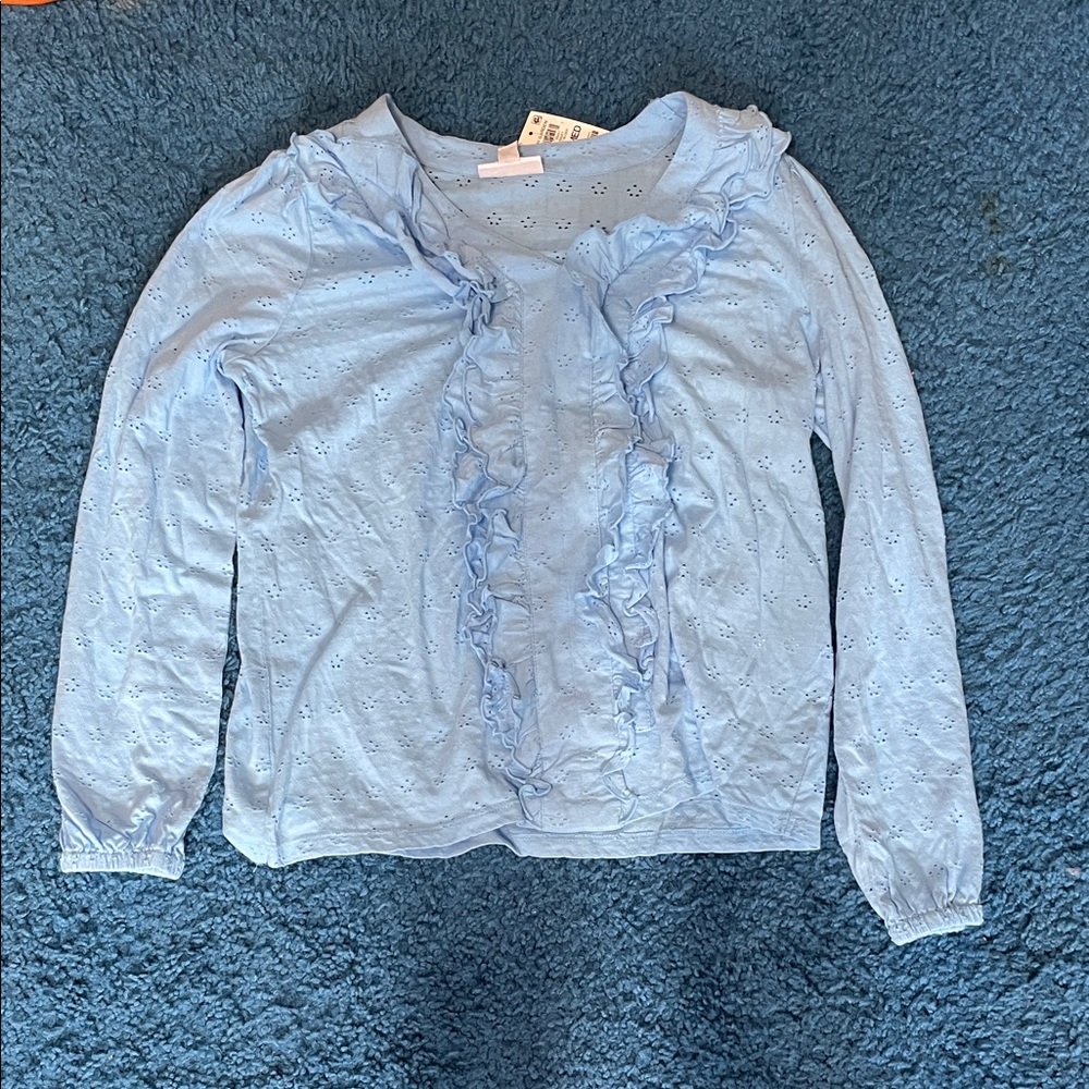 Charter Club Light Blue Ruffled Blouse